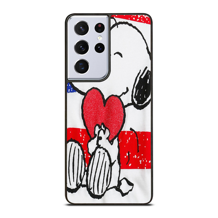 SNOOPY HEARTS AMERICA GIRLS PEANUTS Samsung Galaxy S21 Ultra Case