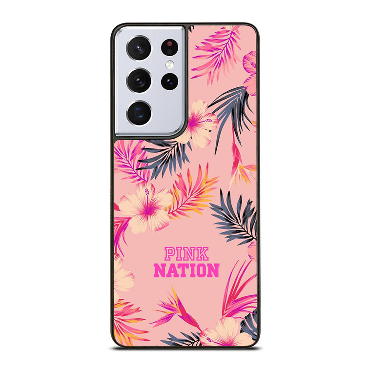 VICTORIA SECRET PINK NATION FLORAL BG Samsung Galaxy S21 Ultra Case