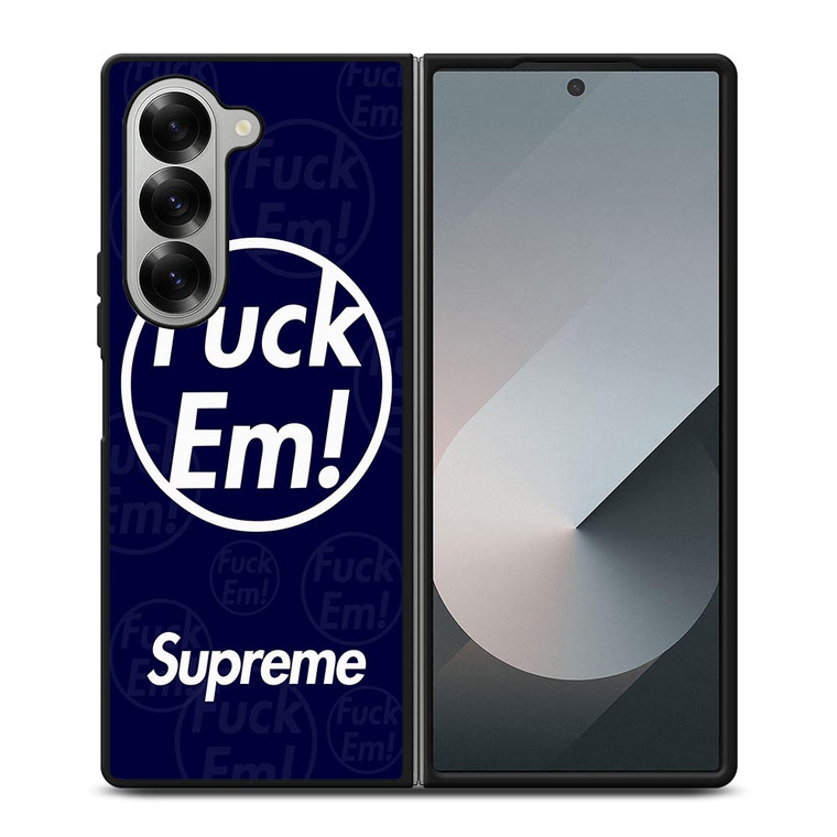 SUPREME FUCK EM BLUE Samsung Galaxy Z Fold 6 Case Cover