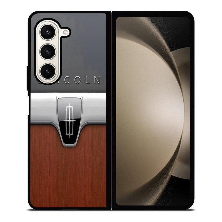 LINCOLN MOTOR WOODEN CHROME LOGO Samsung Galaxy Z Fold 5 Case Cover
