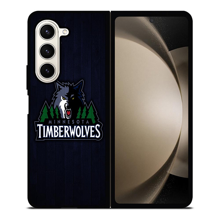 MINNESOTA TIMBERWOLVES WOODEN LOGO Samsung Galaxy Z Fold 5 Case Cover