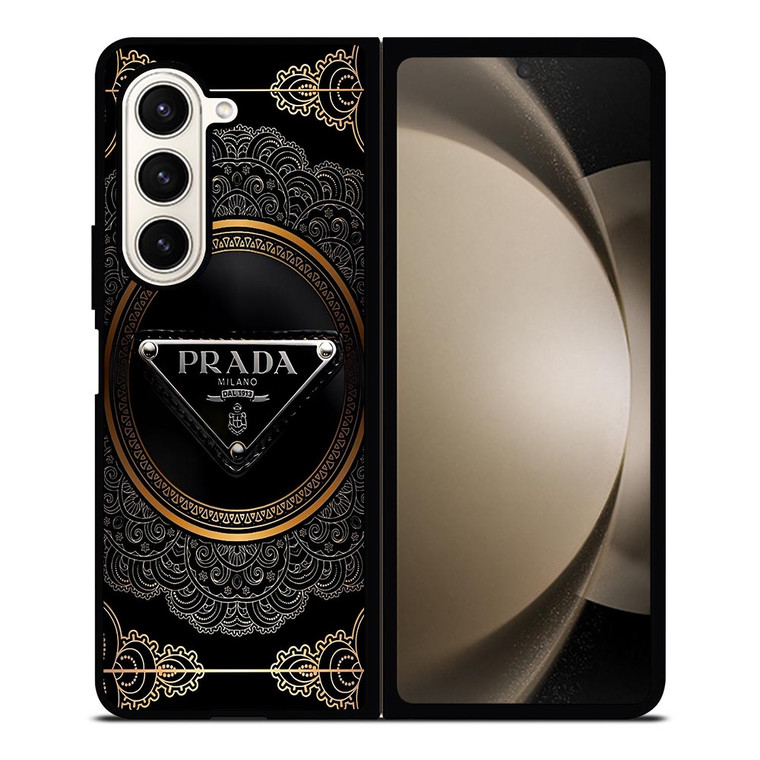 PRADA MILANO BLACK GOLD Samsung Galaxy Z Fold 5 Case Cover PRADA MILANO BLACK GOLD Samsung Galaxy Z Fold 5 Case Cover
