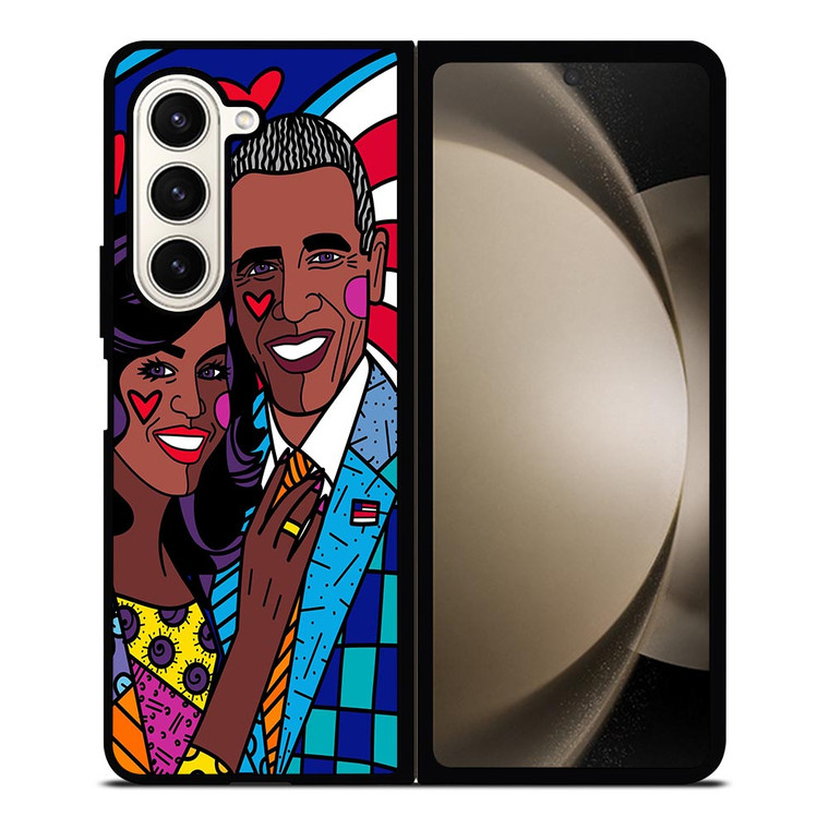 ROMERO BRITTO BARACK OBAMA Samsung Galaxy Z Fold 5 Case Cover ROMERO BRITTO BARACK OBAMA Samsung Galaxy Z Fold 5 Case Cover