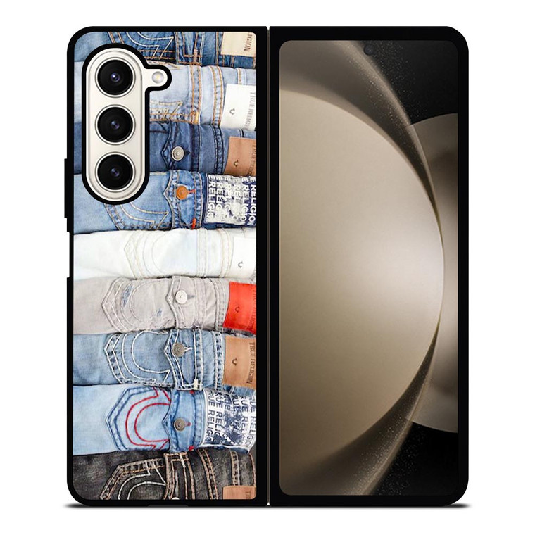 TRUE RELIGION BRAND JEANS COLLAGE Samsung Galaxy Z Fold 5 Case Cover