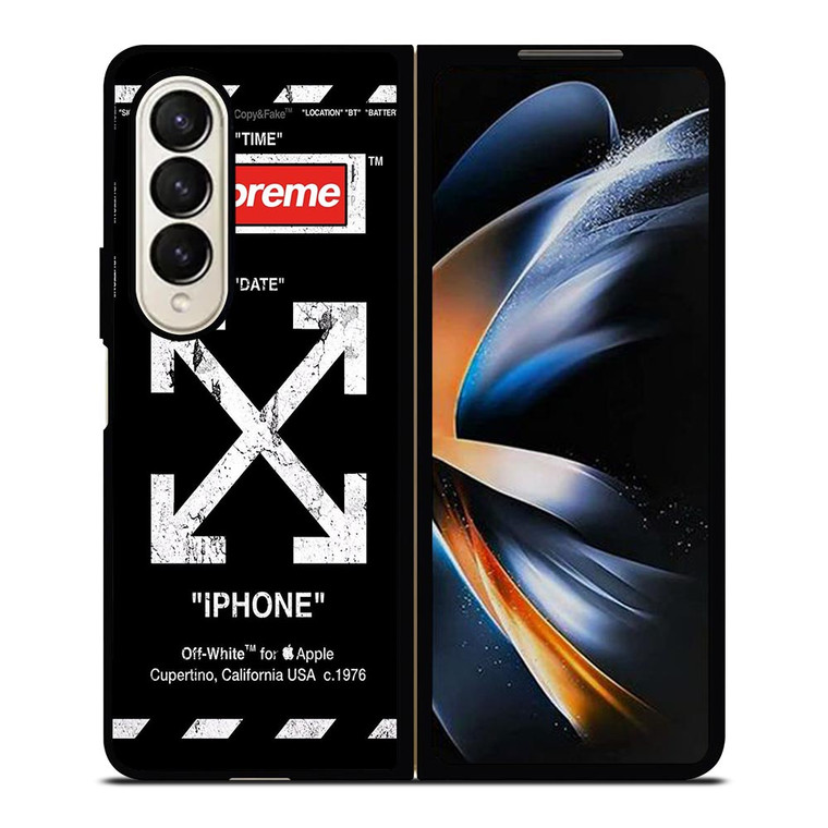 OFF WHITE BLACK SUP Samsung Galaxy Z Fold 4 Case Cover