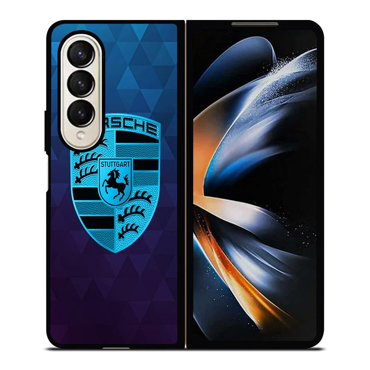 PORSCHE CAR BLUE LOGO Samsung Galaxy Z Fold 4 Case Cover PORSCHE CAR BLUE LOGO Samsung Galaxy Z Fold 4 Case Cover