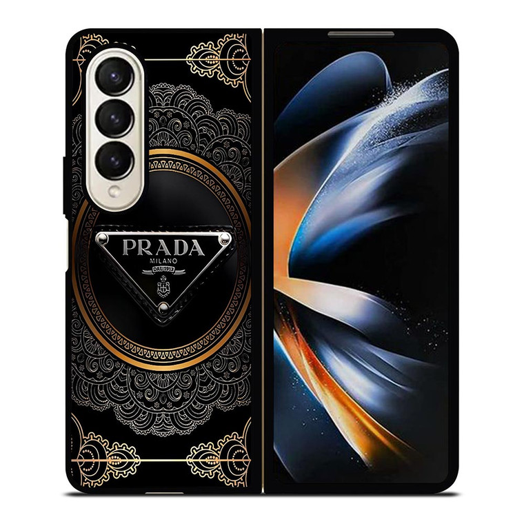 PRADA MILANO BLACK GOLD Samsung Galaxy Z Fold 4 Case Cover PRADA MILANO BLACK GOLD Samsung Galaxy Z Fold 4 Case Cover
