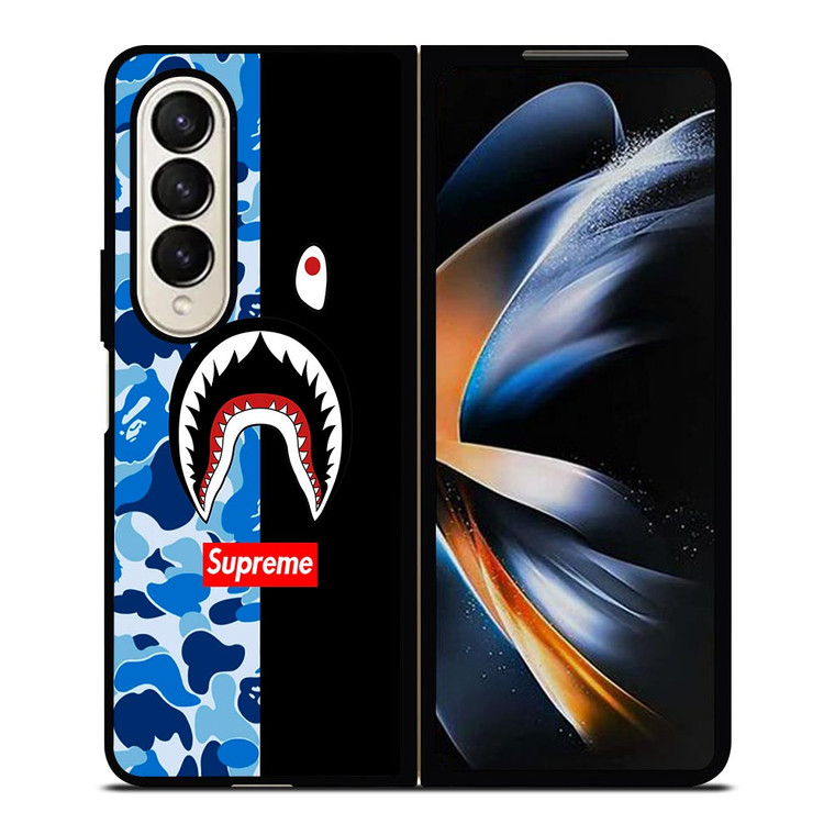 SUPREME BAPE SHARK CAMO BLUE BLACK Samsung Galaxy Z Fold 4 Case Cover SUPREME BAPE SHARK CAMO BLUE BLACK Samsung Galaxy Z Fold 4 Case Cover
