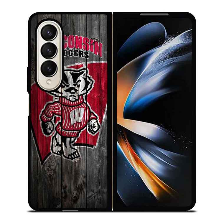 WISCONSIN BADGER WOODEN LOGO Samsung Galaxy Z Fold 4 Case Cover