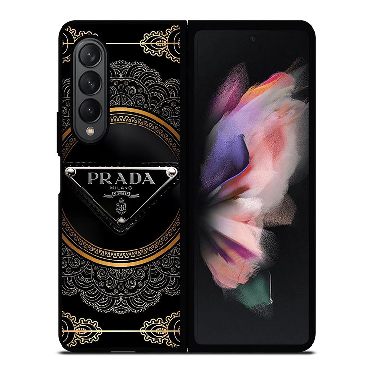PRADA MILANO BLACK GOLD Samsung Galaxy Z Fold 3 Case Cover PRADA MILANO BLACK GOLD Samsung Galaxy Z Fold 3 Case Cover