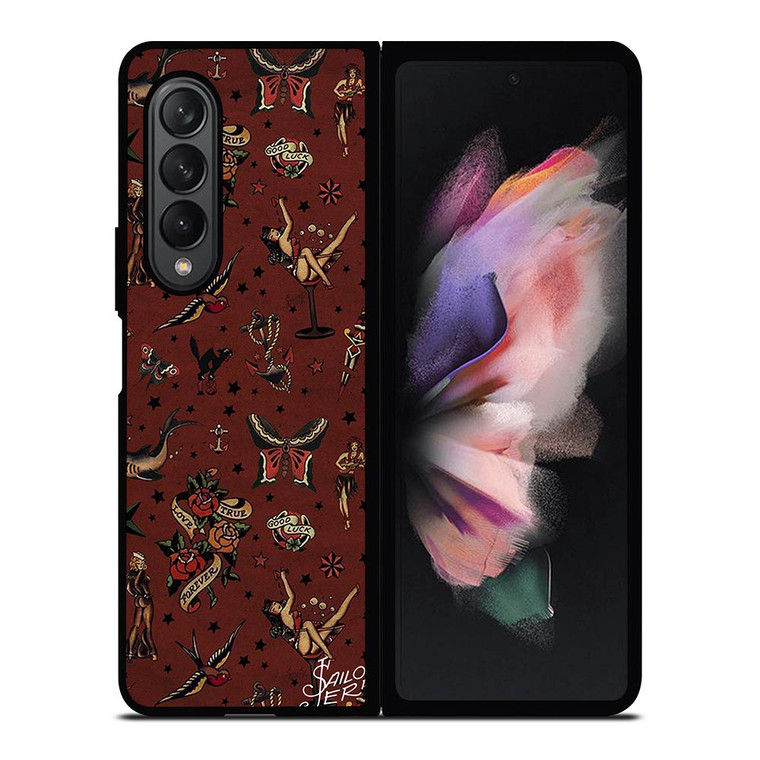 SAILOR JERRY TATTOO PATTERN Samsung Galaxy Z Fold 3 Case Cover