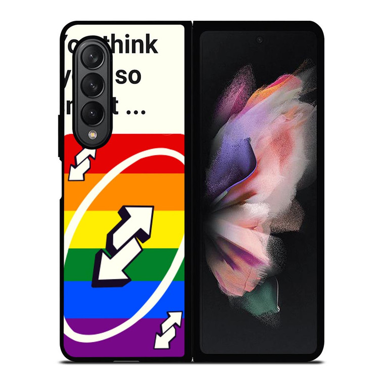 UNO REVERSE CARD YOU THINK YOU SMART Samsung Galaxy Z Fold 3 Case Cover UNO REVERSE CARD YOU THINK YOU SMART Samsung Galaxy Z Fold 3 Case Cover
