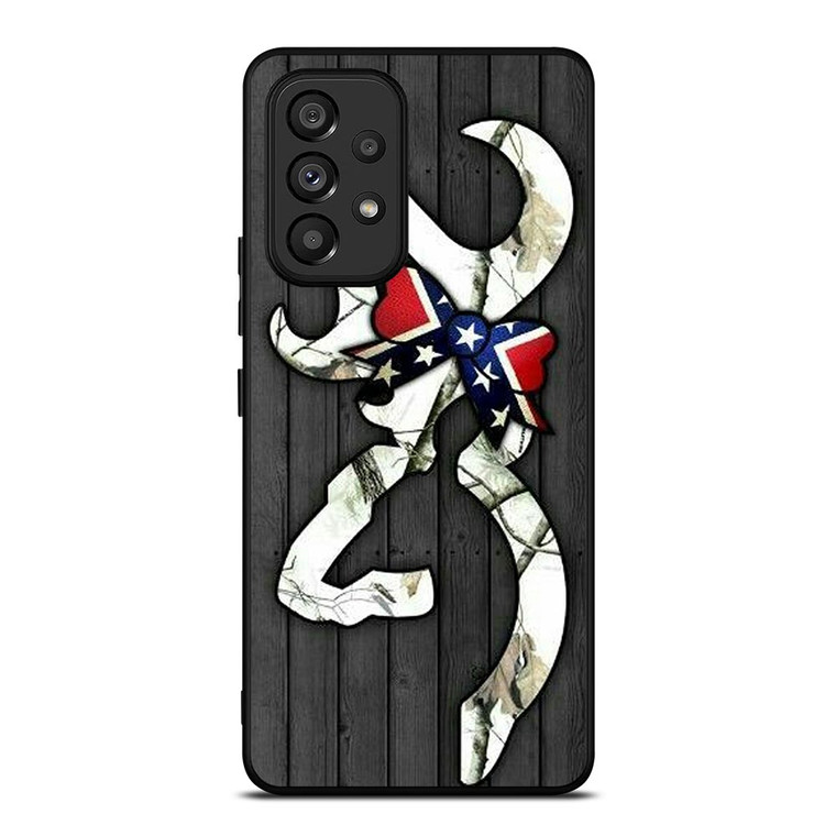 WOODEN CAMO BROWNING LOGO Samsung Galaxy A53 Case