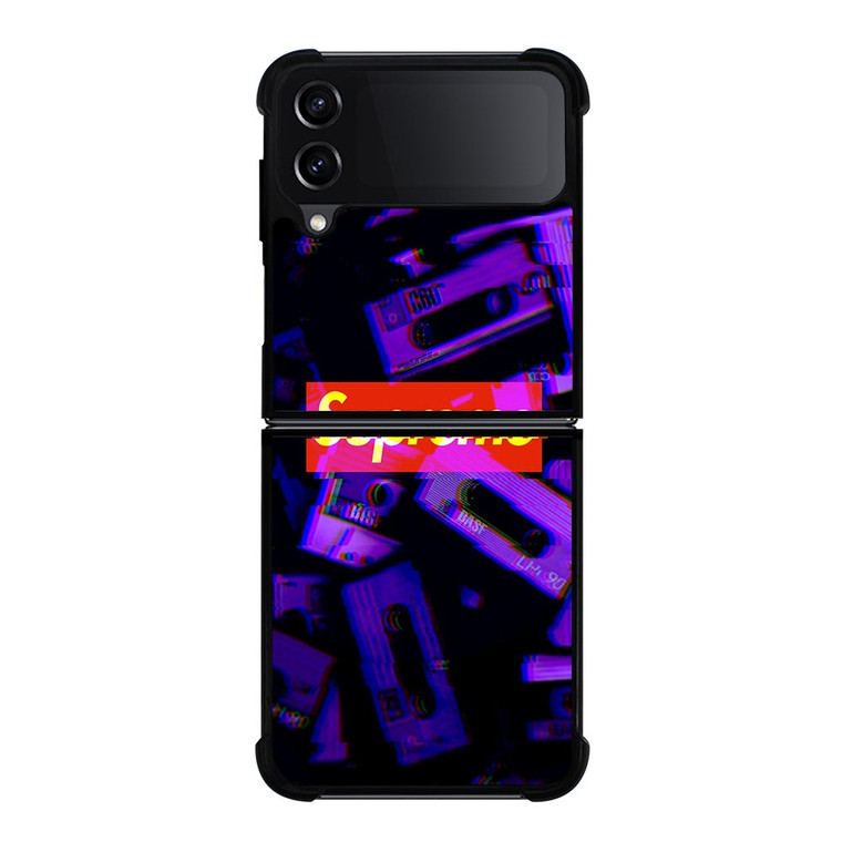 SUPREME PURPLE CASSETTE GLITCH Samsung Galaxy Z FLip4 5G Case Cover