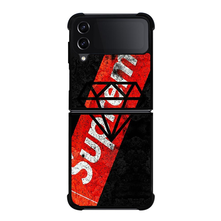 SUPREME X DIAMOND SUPPLY CO BLACK Samsung Galaxy Z FLip4 5G Case Cover
