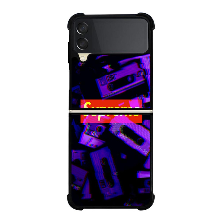 SUPREME PURPLE CASSETTE GLITCH Samsung Galaxy Z FLip 3 5G Case Cover