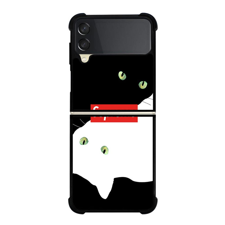 SUPREME BLACK WHITE CAT Samsung Galaxy S10e Case