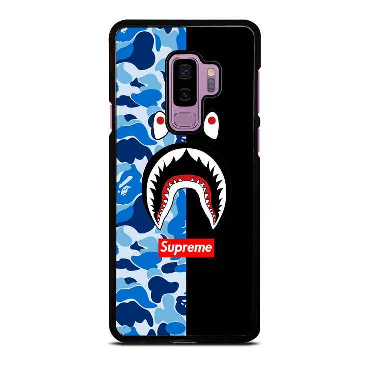 SUPREME BAPE SHARK CAMO BLUE BLACK Samsung Galaxy S9 Plus Case