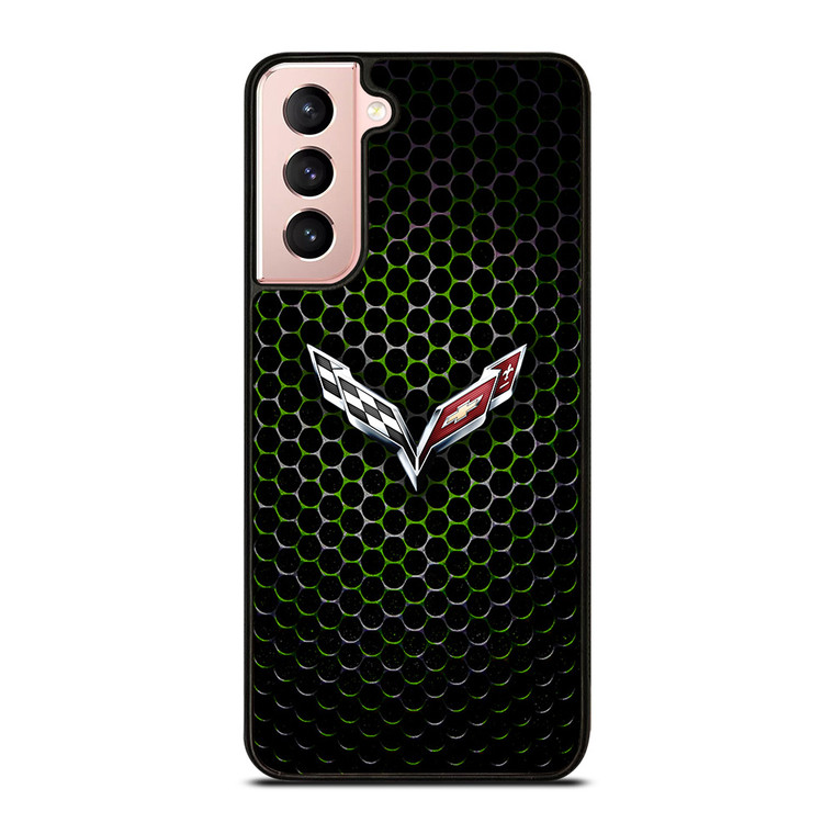 CORVETTE LOGO GREEN METAL Samsung Galaxy S21 Case