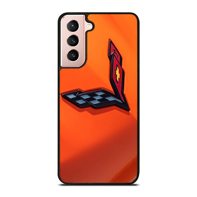CORVETTE ORANGE LOGO Samsung Galaxy S21 Case