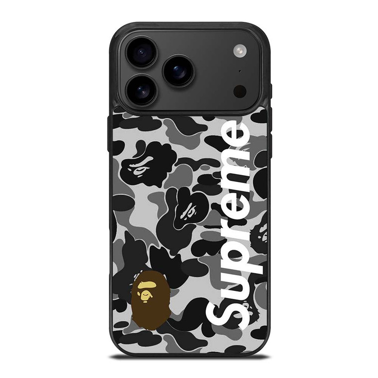 BAPE CAMO SHARK LOGO X SUPREME iPhone 17 Pro Max Case
