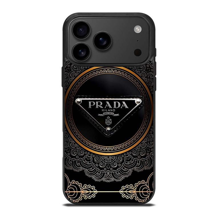 PRADA MILANO BLACK GOLD iPhone 17 Pro Max Case PRADA MILANO BLACK GOLD iPhone 17 Pro Max Case