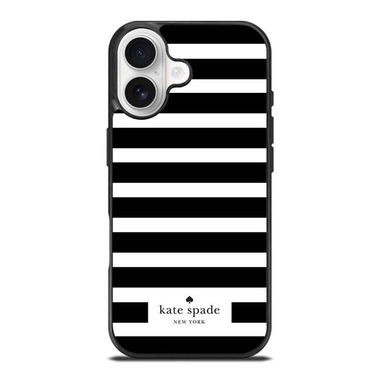 KATE SPADE NEW YORK BLACK WHITE STRIPES iPhone 17 Case
