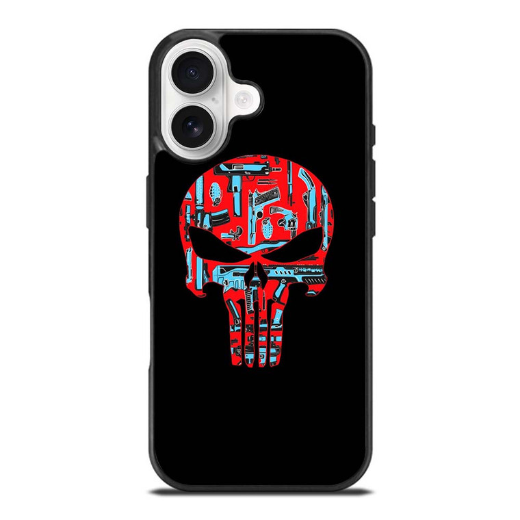 THE PUNISHER SKULL RED BLUE ARTWORK iPhone 17 Case