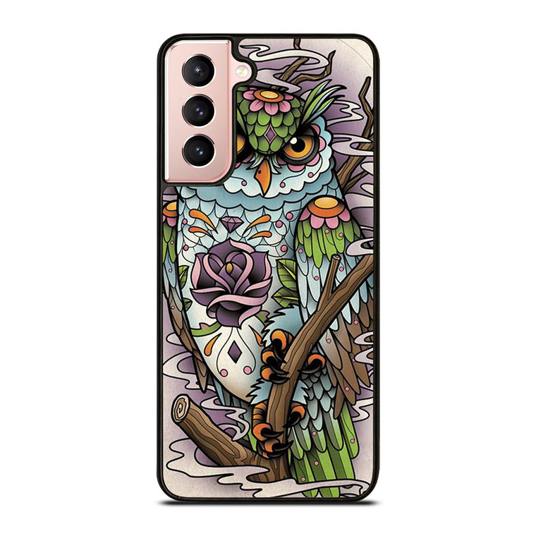 SUGAR SKULL OWL TATTO LOGO Samsung Galaxy S21 Case