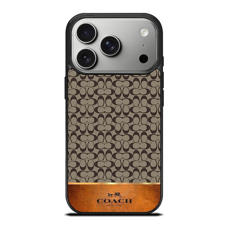 COACH NEW YORK LOGO LEATHER BROWN iPhone 17 Pro Case