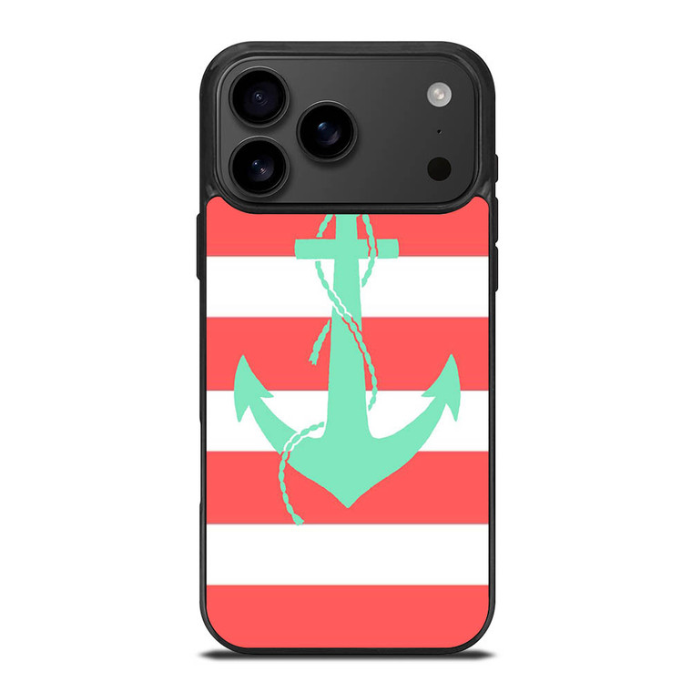 CORAL AND MINT STRIP ANCHOR iPhone 17 Pro Max Case