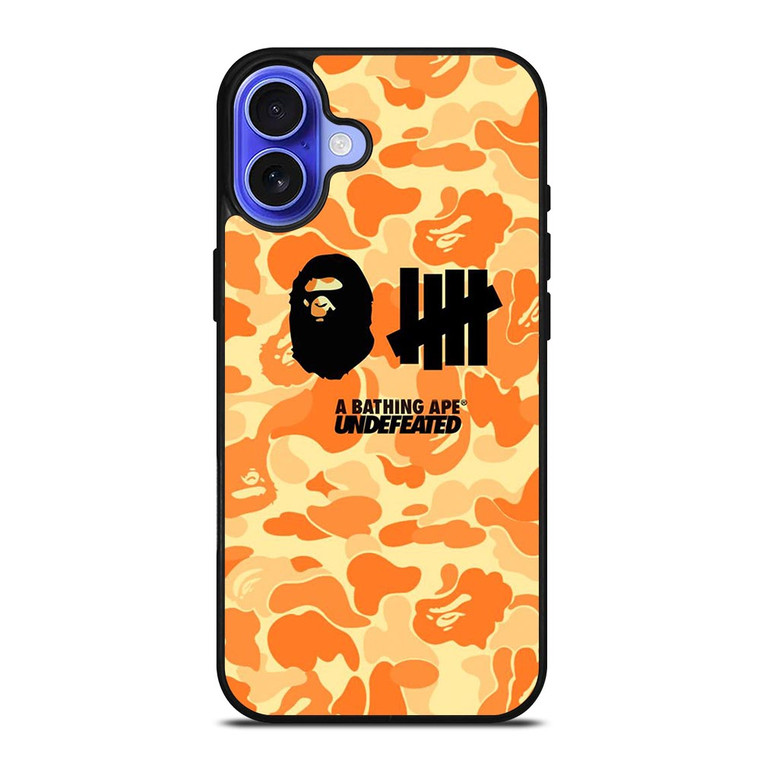 BATHING APE UNDEFEATED ORANGE CAMO iPhone 16 Case
