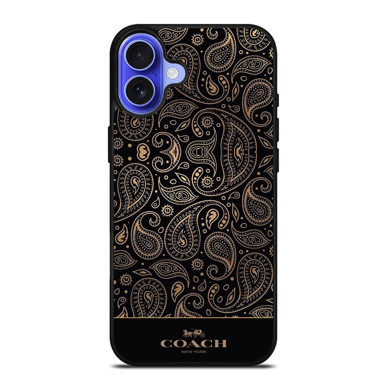 COACH NEW YORK LOGO BATIK BLACK PATTERN iPhone 16 Case