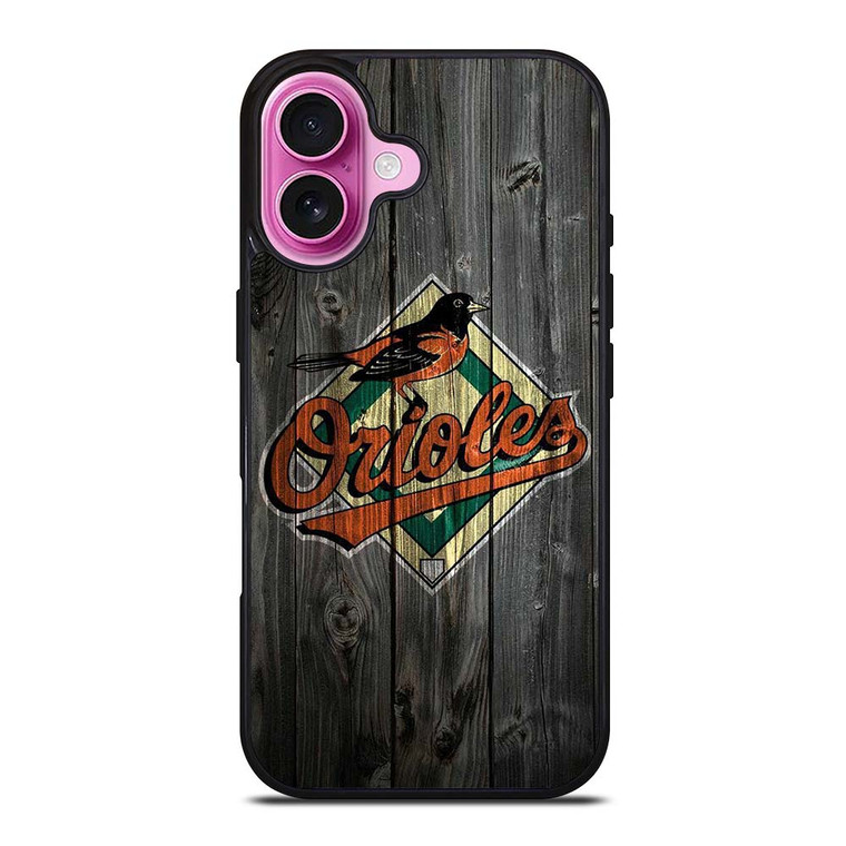 BALTIMORE ORIOLES LOGO BASEBALL TEAM WOODEN ICON iPhone 16 Plus Case