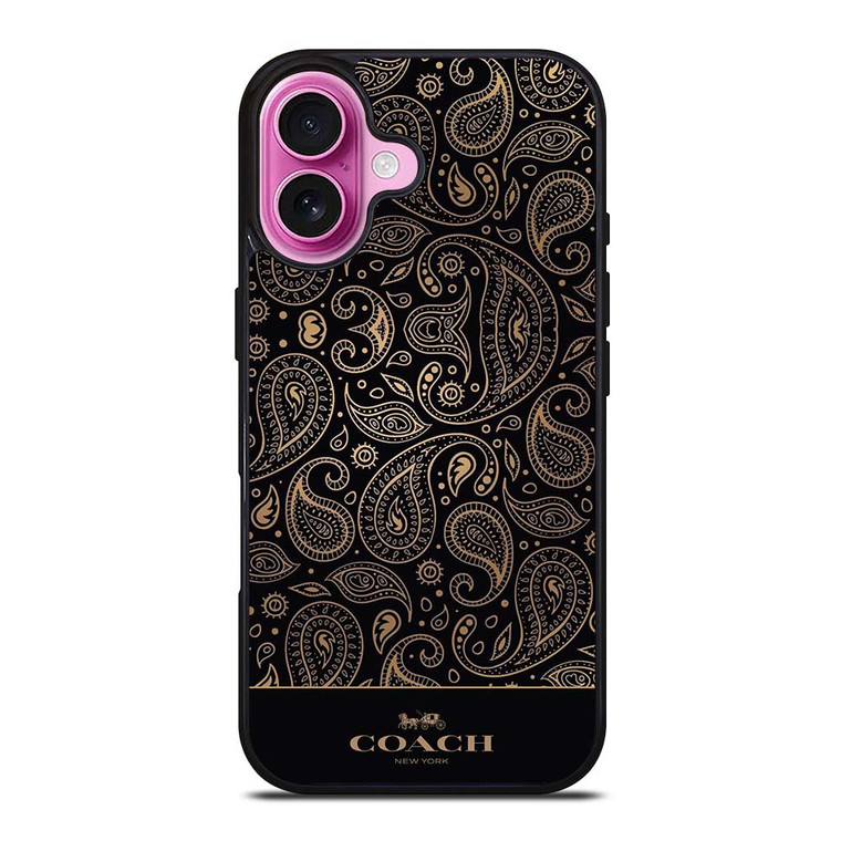 COACH NEW YORK LOGO BATIK BLACK PATTERN iPhone 16 Plus Case