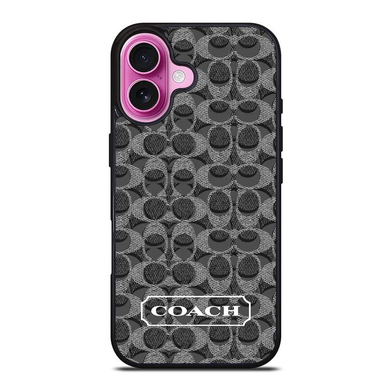 COACH NEW YORK LOGO PATTERN BLACK iPhone 16 Plus Case