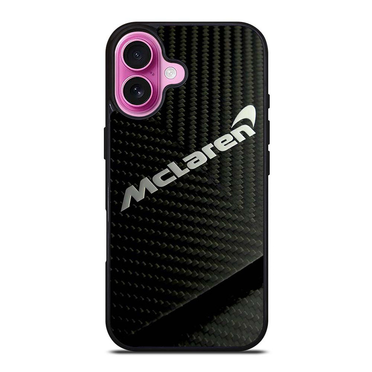 MCLAREN CAR LOGO CARBON iPhone 16 Plus Case