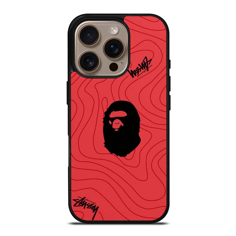 BATHING APE BAPE STUSSY LOGO iPhone 16 Pro Case