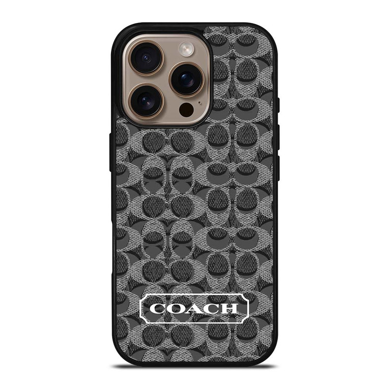 COACH NEW YORK LOGO PATTERN BLACK iPhone 16 Pro Case