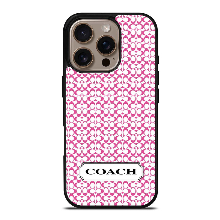 COACH NEW YORK LOGO PATTERN PINK iPhone 16 Pro Case