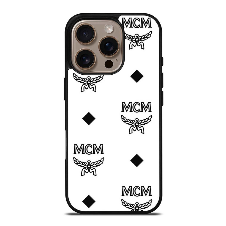 MCM WORLDWIDE LOGO WHITE iPhone 16 Pro Case