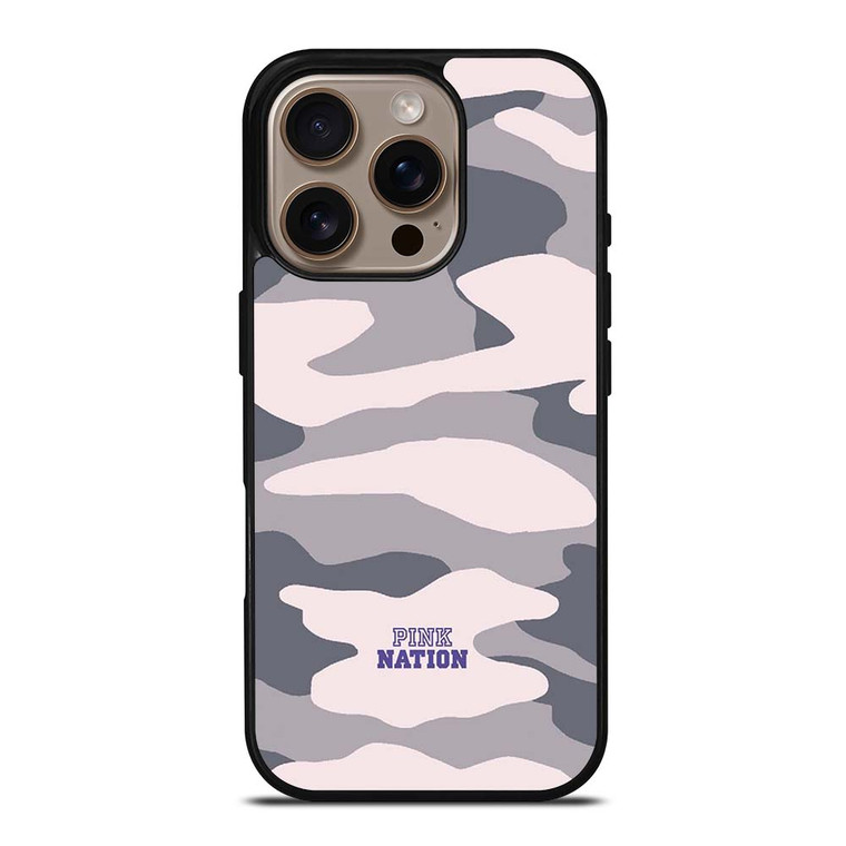 PINK NATION VICTORIA'S SECRET LOGO CAMO iPhone 16 Pro Case