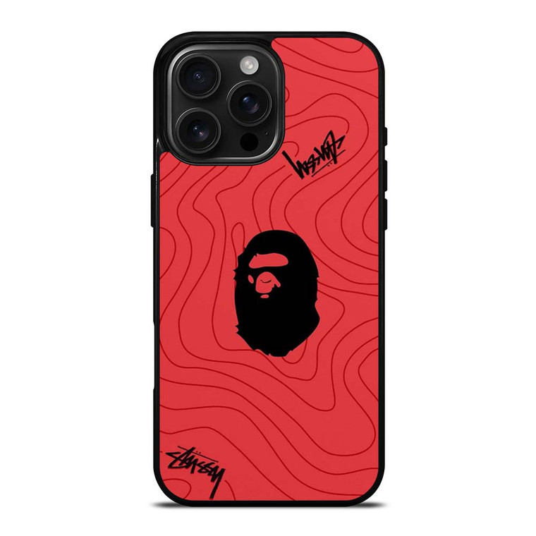 BATHING APE BAPE STUSSY LOGO iPhone 16 Pro Max Case