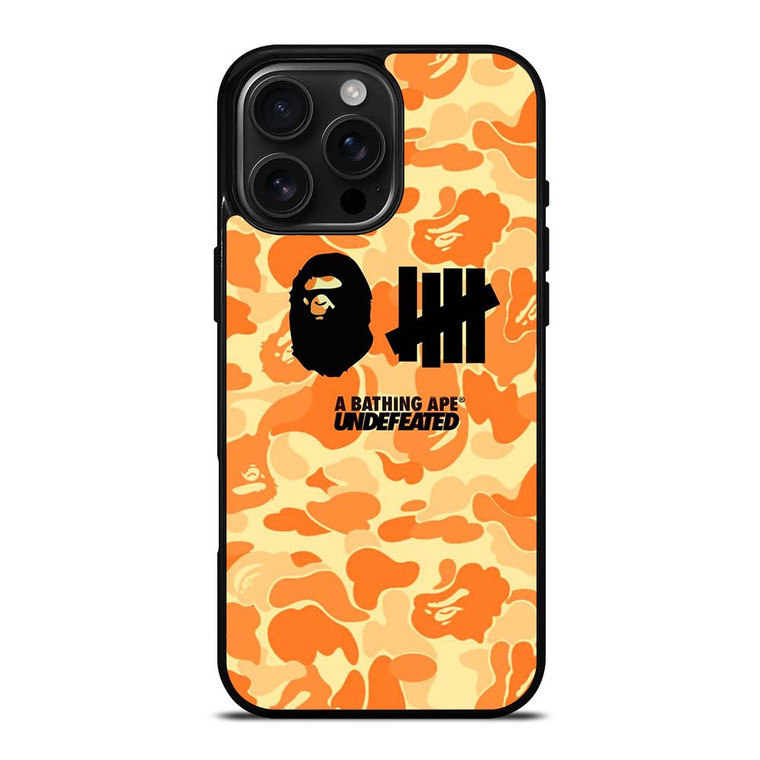BATHING APE UNDEFEATED ORANGE CAMO iPhone 16 Pro Max Case