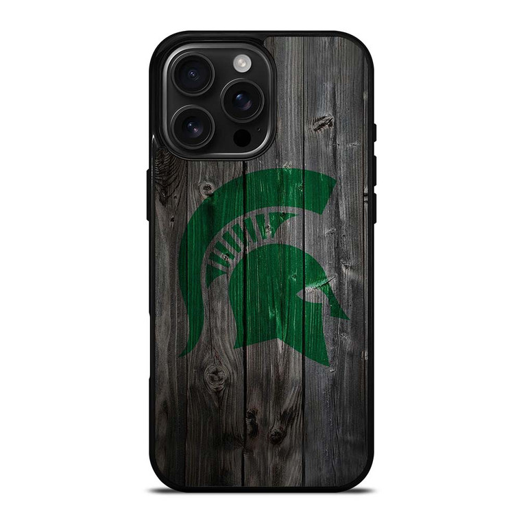 MICHIGAN STATE SPARTANS WOODEN LOGO iPhone 16 Pro Max Case