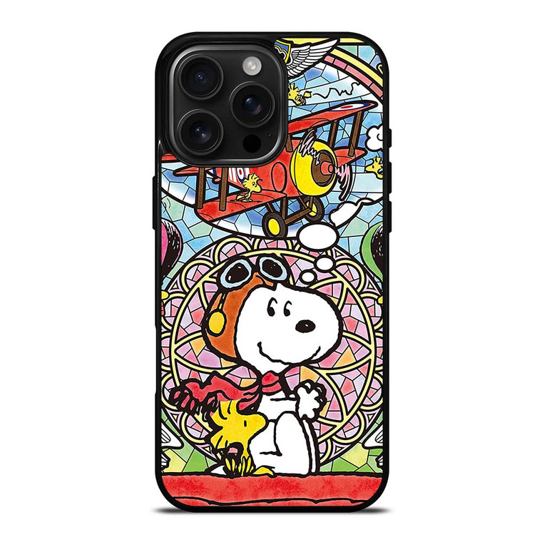 SNOOPY THE PEANUTS GLASS ART iPhone 16 Pro Max Case