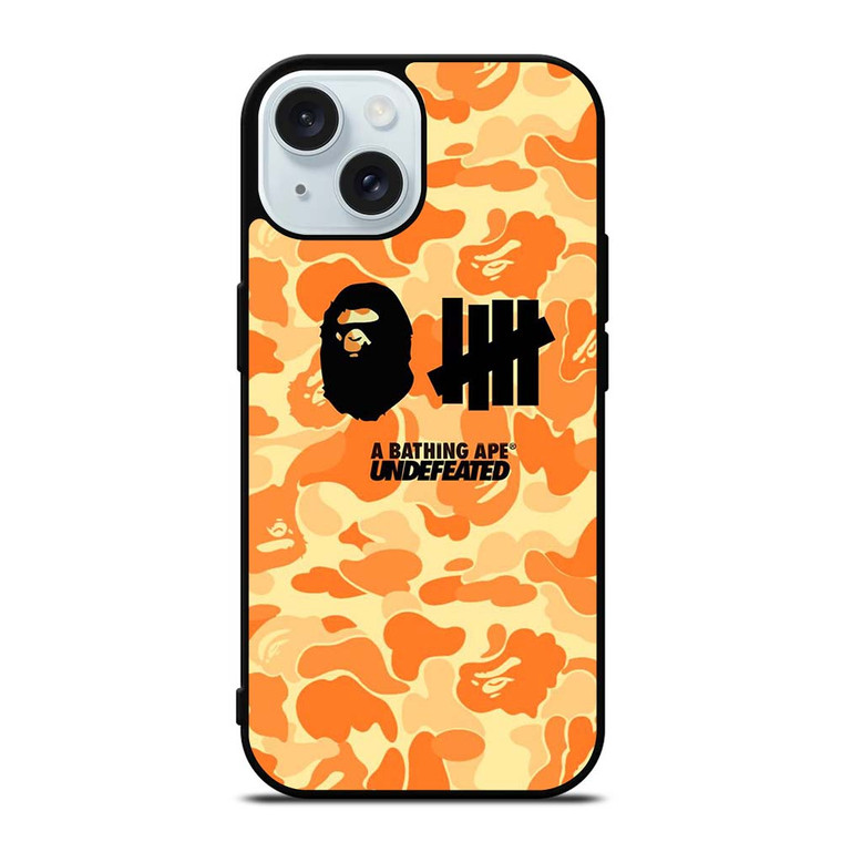 BATHING APE UNDEFEATED ORANGE CAMO iPhone 15  Case Cover