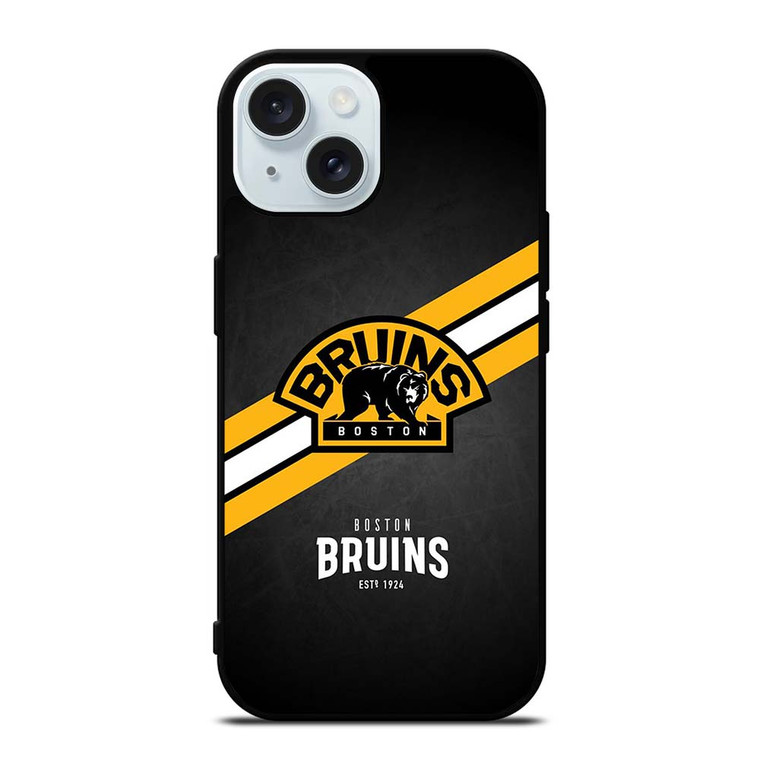 BOSTON BRUINS STRIPE LOGO iPhone 15  Case Cover