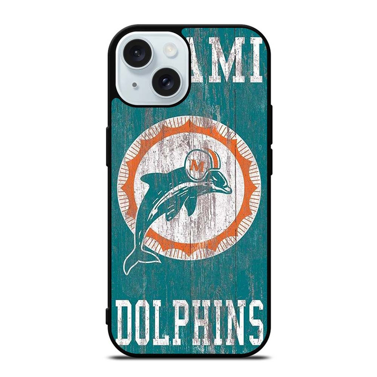 MIAMI DOLPHINS WOODEN LOGO iPhone 15  Case Cover