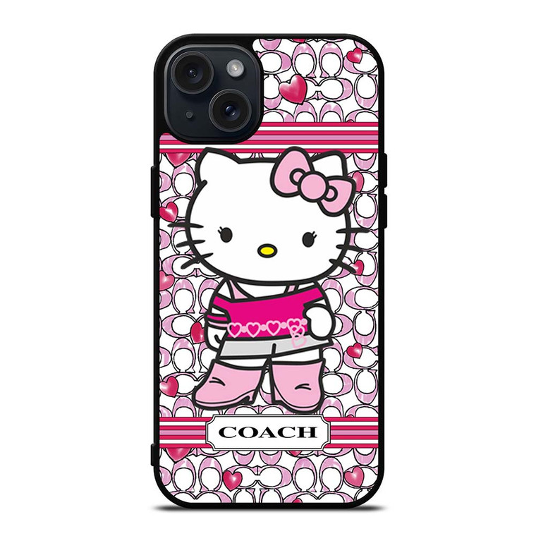 COACH NEW YORK LOGO PINK HELLO KITTY iPhone 15 Plus Case